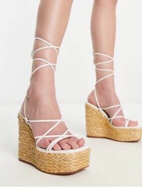 ASOS Design White Strappy Espadrille Wedge Sandals
